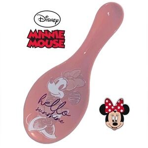 Disney Minnie Mouse Spoon Rest Ceramic Hello Sunshine NWT Mid Century Pink Coral